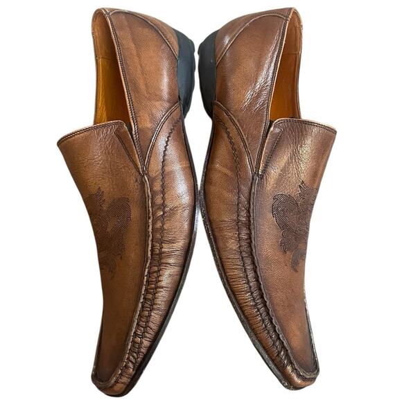 Marc Nason Embossed Dragon Leather Loafers Dress Shoes Size 10.5 Made in Italy main image 6